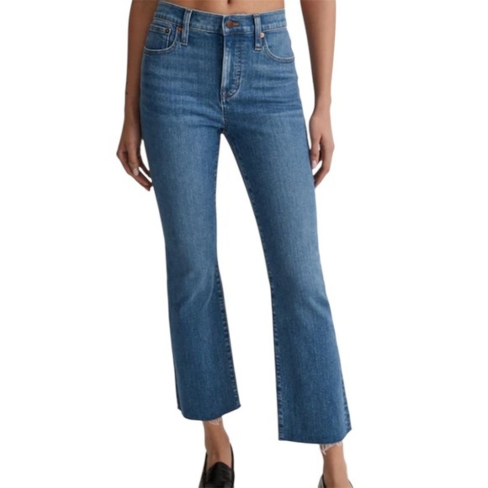 Madewell Mid-Rise Kick Out Jeans 23TL Blue Magic Pockets Raw Hem Ankle NWT